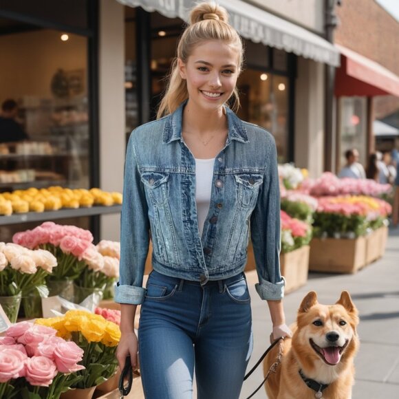 American Eagle Outfitters Jackets & Blazers - American Eagle Distressed Denim Trucker Jacket (Trucker Jacket)